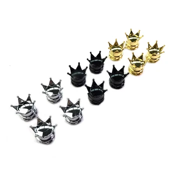 

JEAZEA 4Pcs Crown Tires Tyre Dust Cover Cap Wheel Stem Air Valves Bolt Dustproof Caps Dust Cover Cap for Car Truck Motorcycle