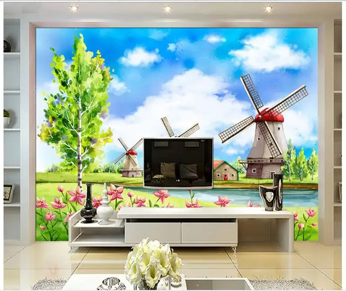 Custom 3d tv wallpapers and backgrounds murals Modern ceramic tile mural TV setting wall scenery wallpaper for living room | Обустройство