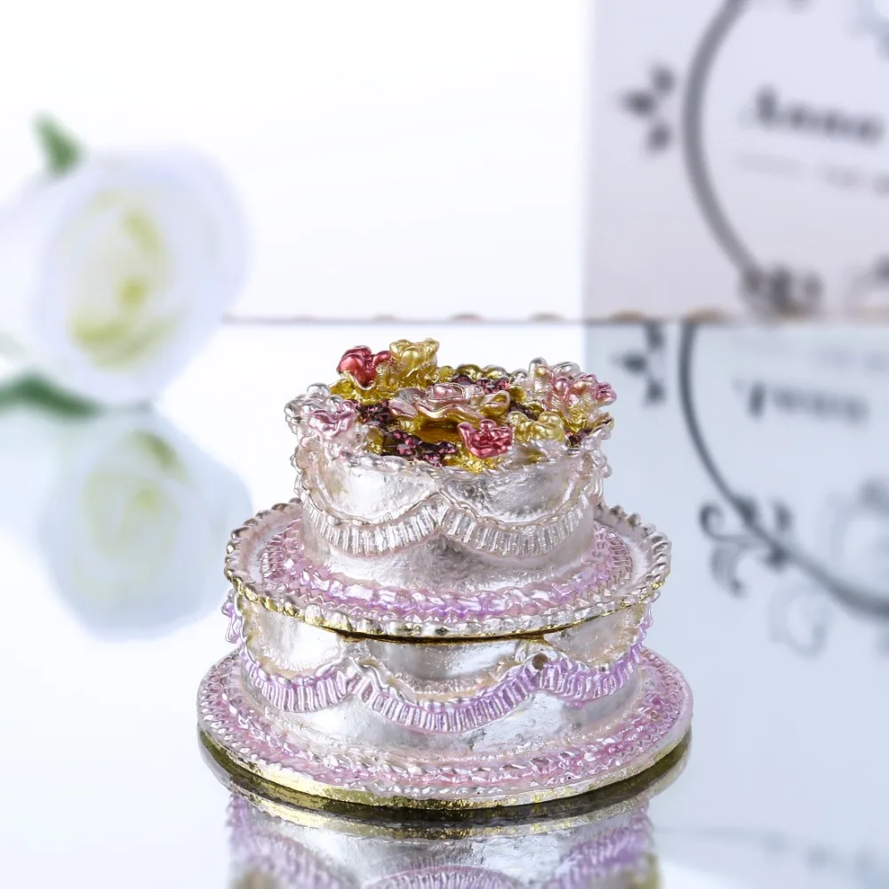 H & D коробочки для безделушек в форме торта украшенные драгоценными камнями с