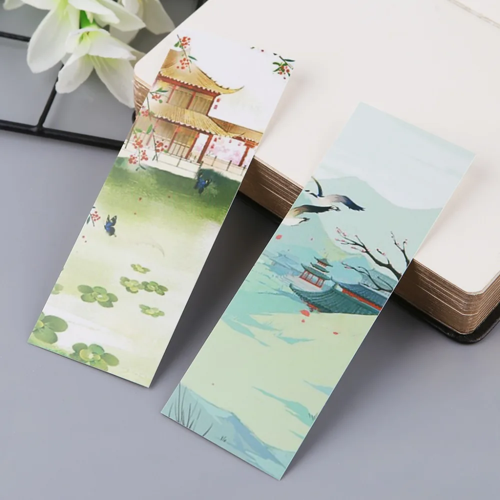 30 шт творческий Китайский стиль бумажные закладки Картина Открытки Ретро красивые закладки в коробке памятные подарки