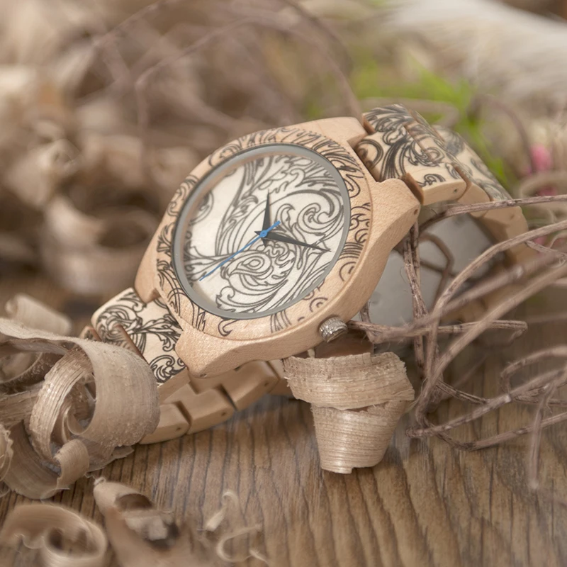 2017 BOBO BIRD Wood Watch Men Luxury Handmade Japan Move' 2035 Wood Band Quartz Wooden Band Writ Watch Male Relogio C-O07