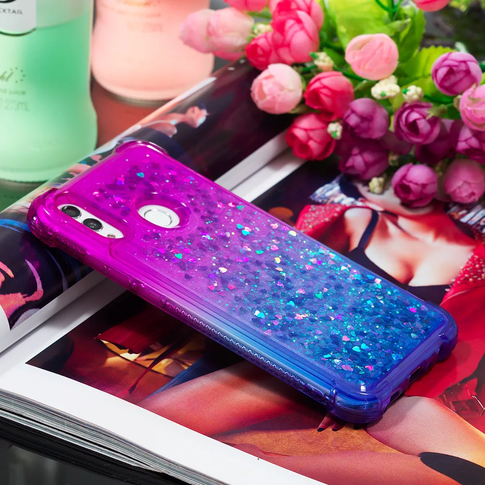 Блестящий чехол с жидкостью для Huawei Honor 10 Lite P Smart 2019 блестящий динамическим