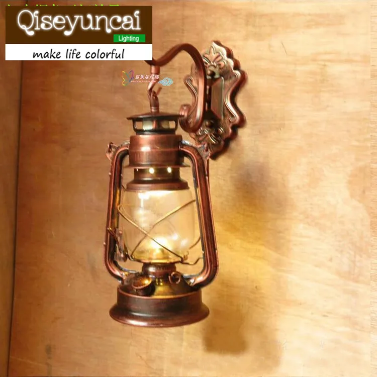 

Black/Copper/Bronze Vintage Lantern Wall Lamp Personalized Kerosene Lamp Fashion Iron Wall Lights