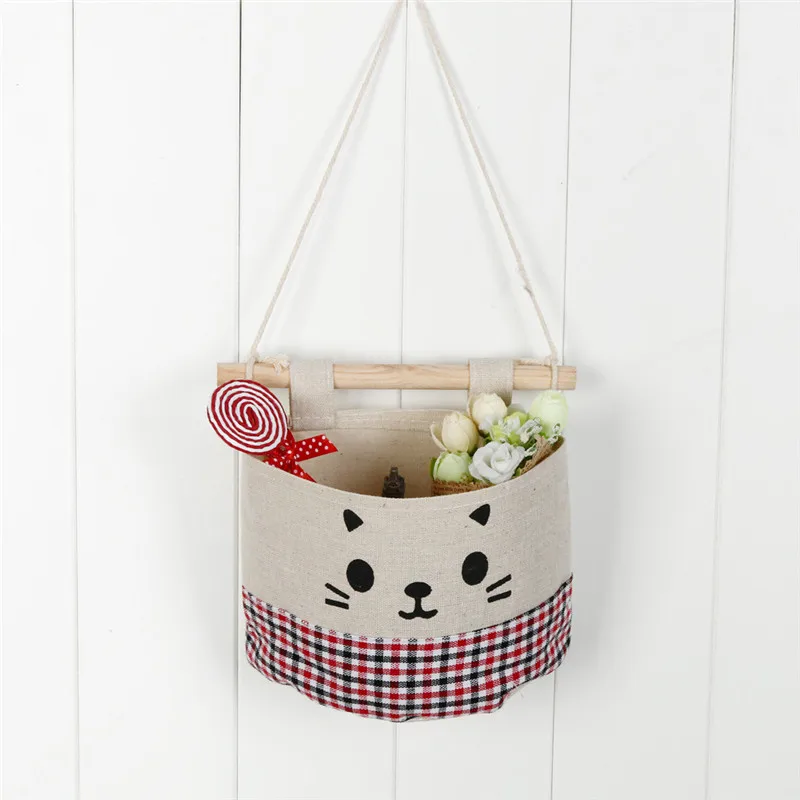 New Cotton Cartoon Cat Hanging Storage Bag Debris Pouch Wall Combination High Quality Hot Sale Wholesale