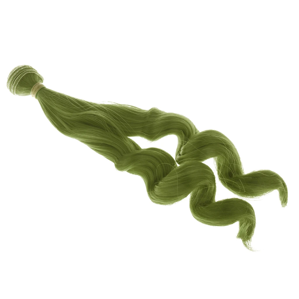 Fashion 25cm Long Curly Hair Wig Hairpiece For 1/3 1/4 1/6 Blythe   BJD Dolls DIY Making Green