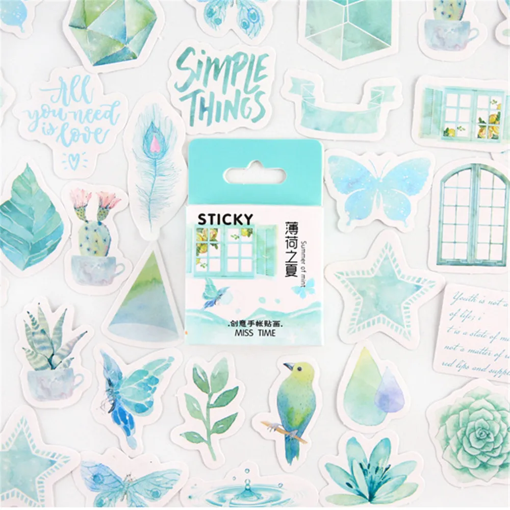 

Peppermint Summer Journal Stickers Set Notepads Decorative Note Stationery Sticker Scrapbooking Diary Album Stick Lable B030