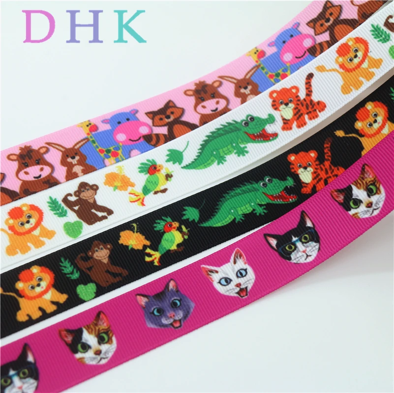 DHK 7/8 'ɵ метров с рисунками животных кота зоопарк напечатан grosgrain ленты