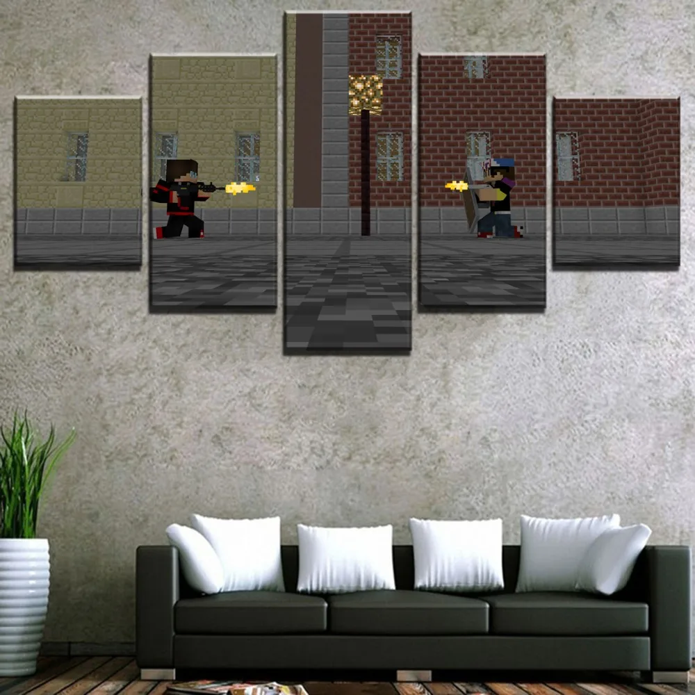 

Game Type Poster 5 Pieces Minecraft Duel Painting Canvas Modular Pictures Unique Wall Art Home Decorative Framework HD Printed
