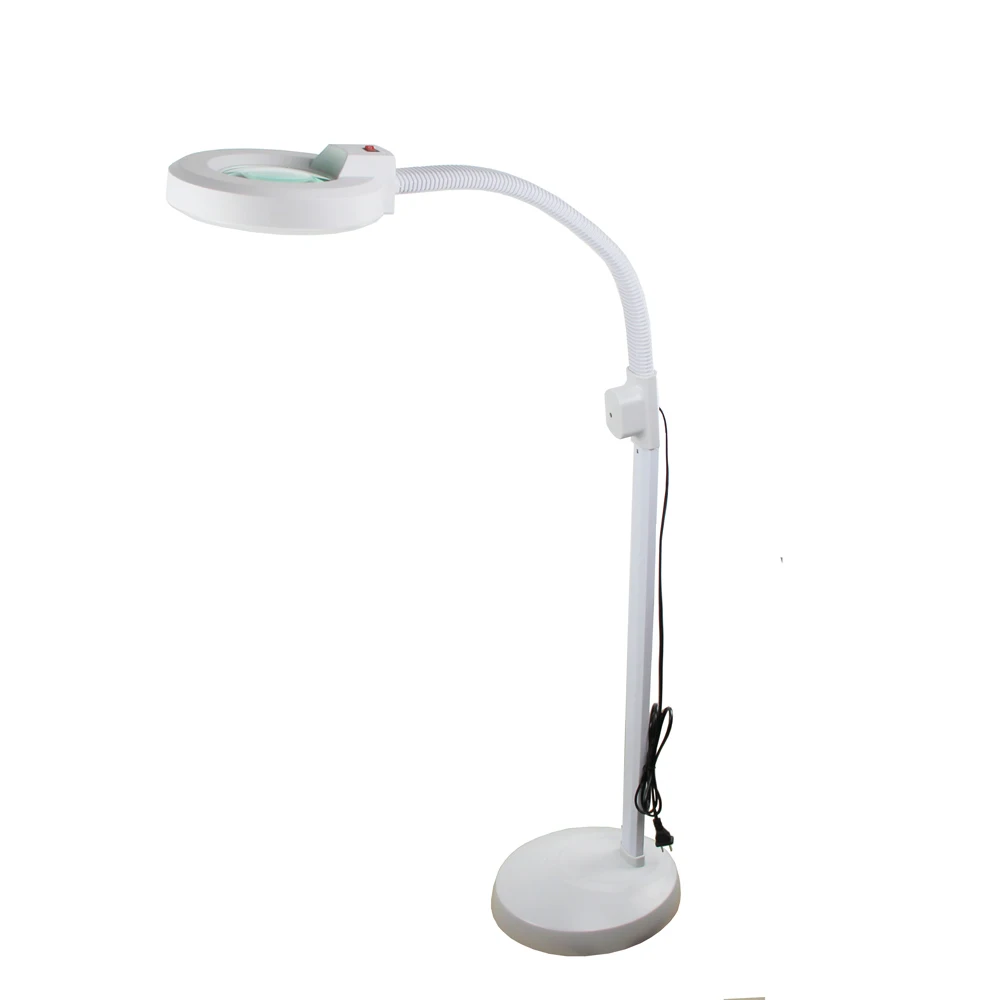 LED long arm lights flexible stand floor magnifier with 10X Optical magnifying glass lens magnifier lamp 10X with led ight