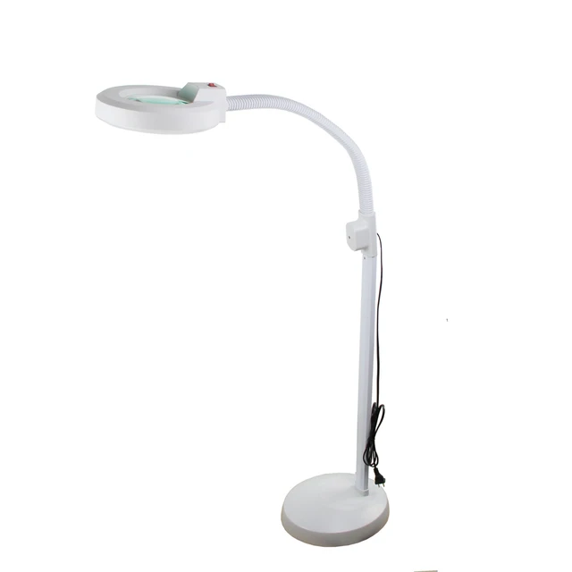 LED long arm lights flexible stand floor magnifier with 10X Optical