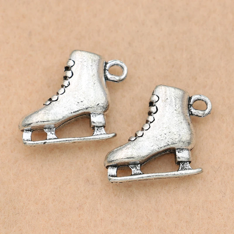 

KJjewel Tibetan Silver Plated Skate Charm Pendants for Jewelry Making Bracelet Diy Jewelry Findings 20x22mm