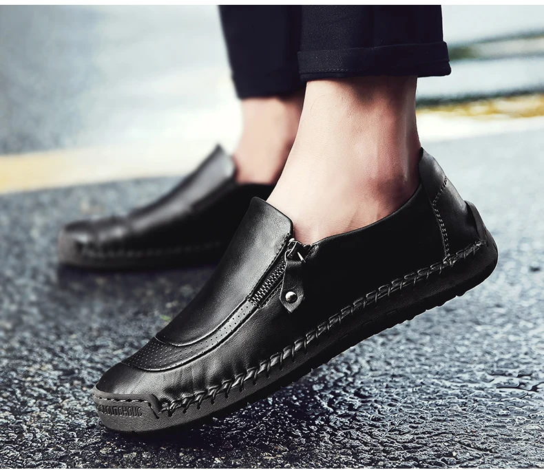 Vancat/брендовая мужская обувь из натуральной кожи; модная повседневная обувь; дышащие мужские лоферы на плоской подошве; Мужская обувь для вождения; большие размеры 38-48