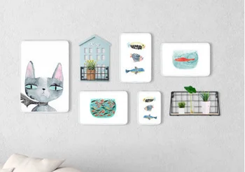 

Modern Minimalist Solid Wood Photo Wall Decoration Creative Combination Photo Frame Wall Nordic Children Room Background Crafts