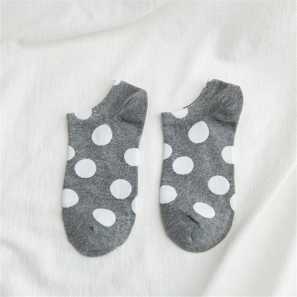 1Pair Unisex Comfortable Stripe Cotton Socks Spring And Summer Polka Dot Wave College Wind Socks Breathable Wild Boat Socks Z412