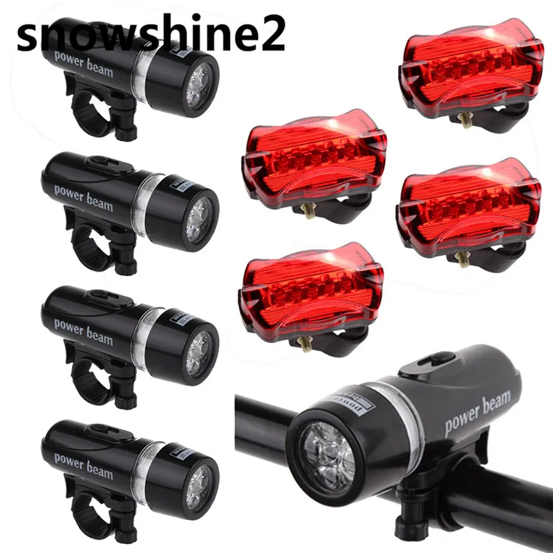 Snowshine2 #3522 4 x Водонепроницаемый лампы велосипед Велосипедный Спорт спереди 5 светодиодный головной свет + задний Детская безопасность Flashligh