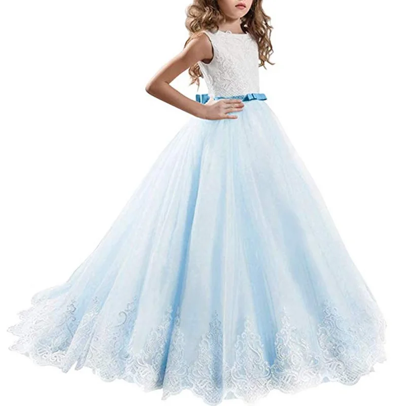 Кружевное платье с цветочным узором для девочек на день рождения, банкет элегантное кружевное платье с бабочками для девочек на свадьбу Одежда для причастия