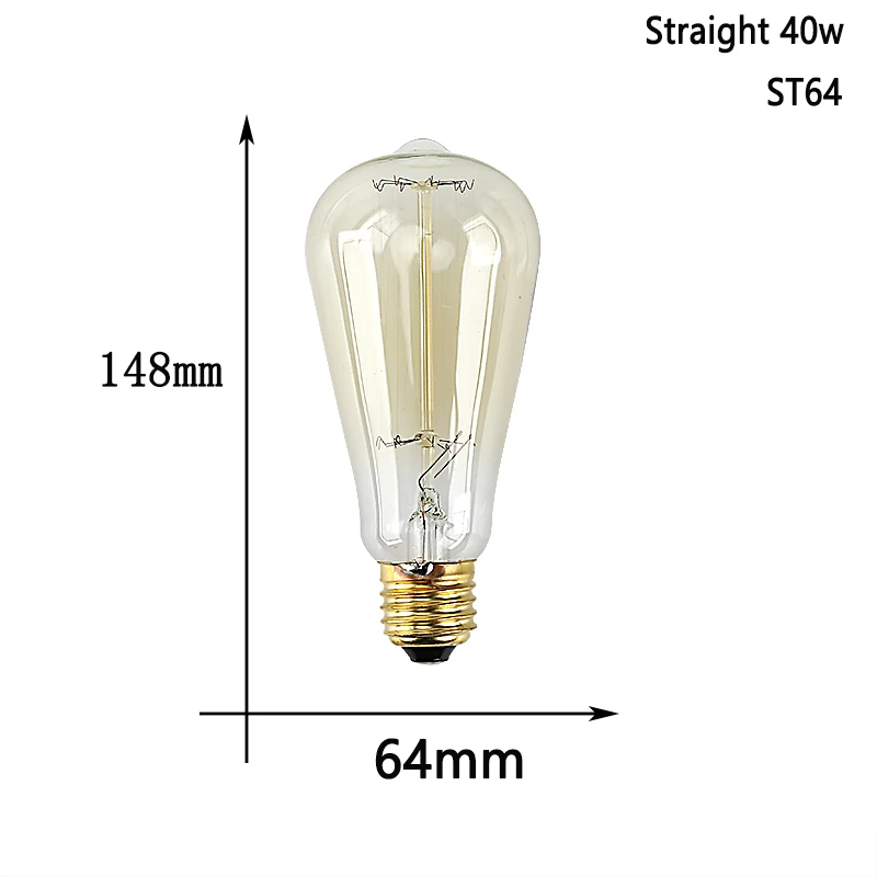 Светодиодный лампы Эдисона Ретро лампа накаливания E27 Винтаж в стиле ламп накаливания 220 V T45 лампы для домашнего декора Bombillas внутреннего освещения - Цвет: ST64 40W straight