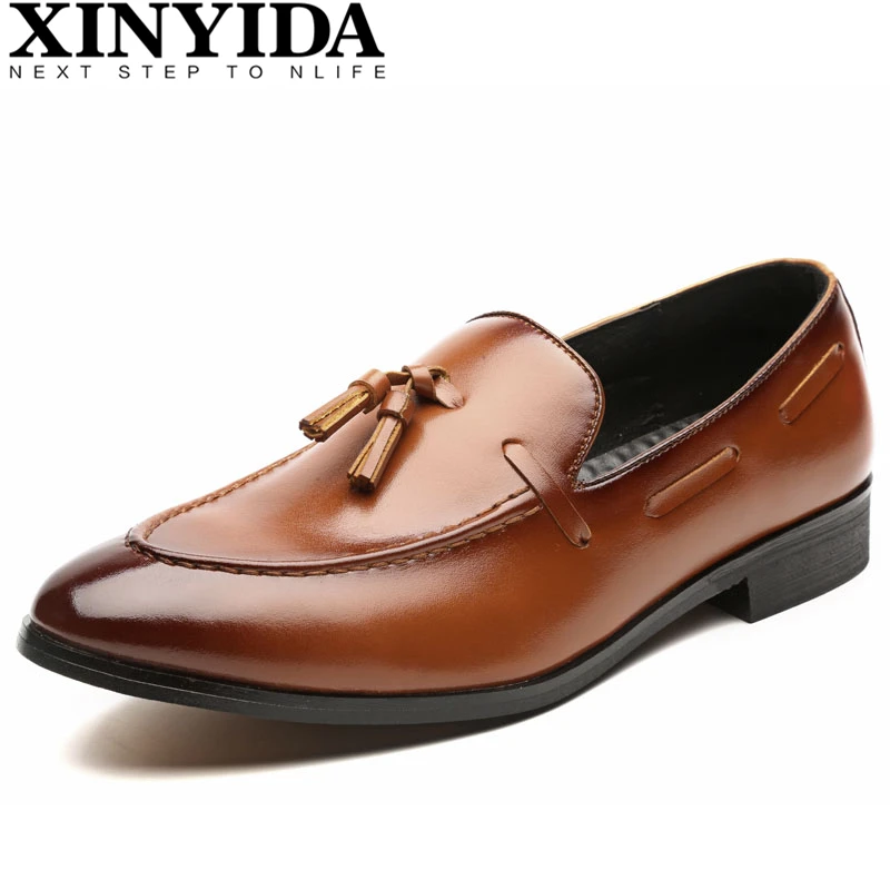 

Hot Fashion Pointed Toe Men Leather Shoes Slip On Breathable Hard-wearing Casual Business Shoes Dress Shoes Men Plus Size 38-48