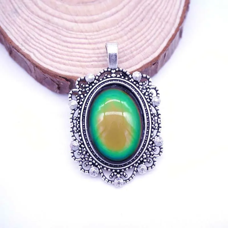 

Unique Pendant Vintage with Mood Color Stone Change Alloy Emotion Feeling Changing Color Mood Necklace Pendants