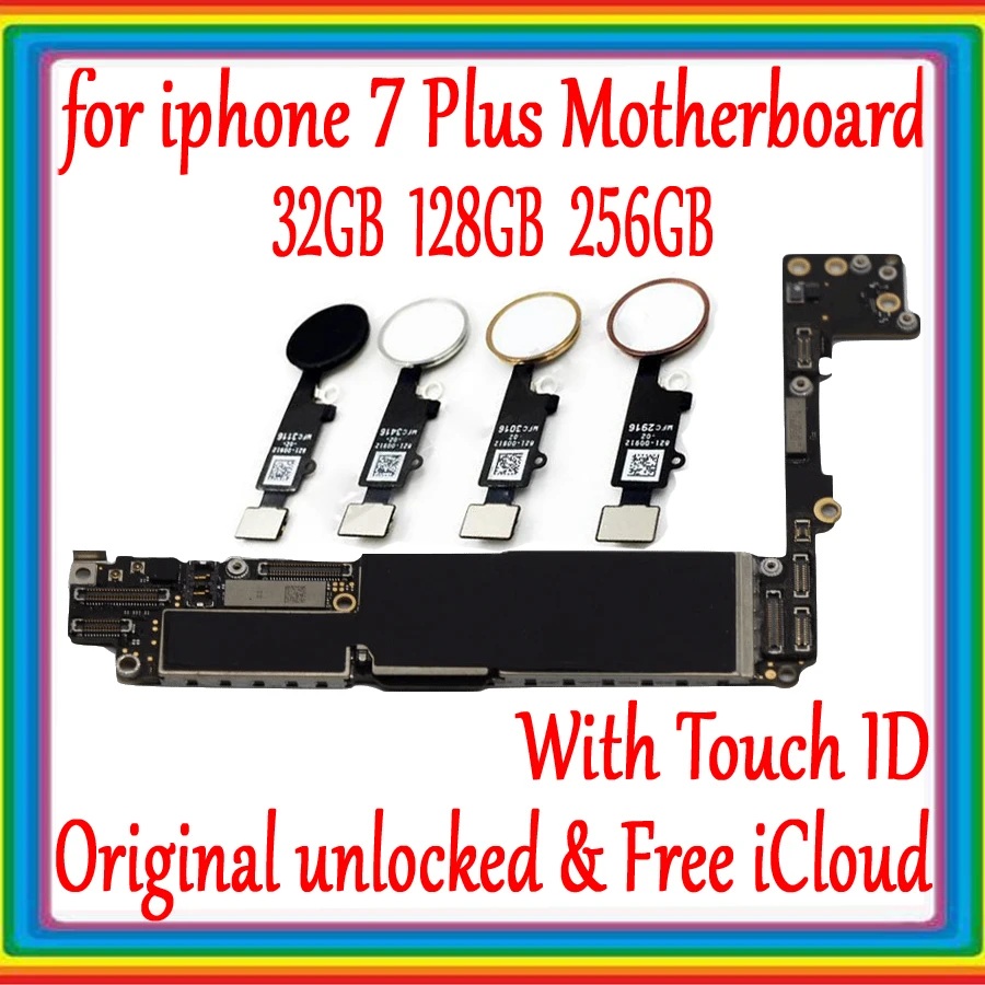 

Original unlocked for iphone 7 plus Motherboard With /Without Touch ID,for iphone 7P Mainboard with Full Chips,32gb 128gb 256gb