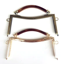 1Pc Plastic Handle Metal Smooth Frame Clutch Kiss Clasp Lock Handbag Purse Handle Accessories 20.5cm 1Pc Plastic Handle Metal Smooth Frame Clutch Kiss Clasp Lock Handbag Purse Handle Accessories 20.5cm