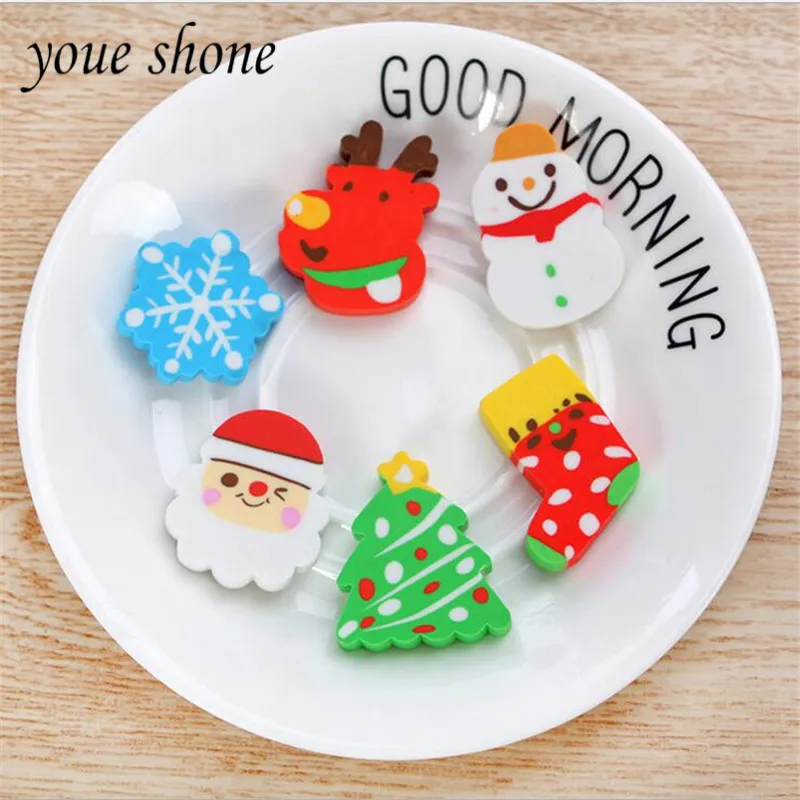 New6pcs/lots Christmas Character Erasers for kid Creative Primary
