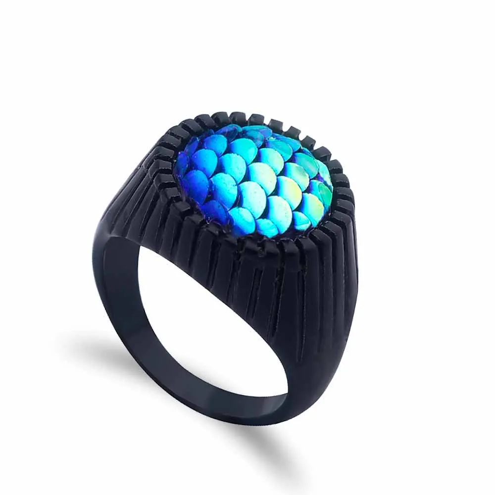 

Momoa Aquaman Ring Men Women DC Comics Superhero Green Lantern Cosplay Jewelry Punk Black Blue Fish Scales Ring Christmas Gift