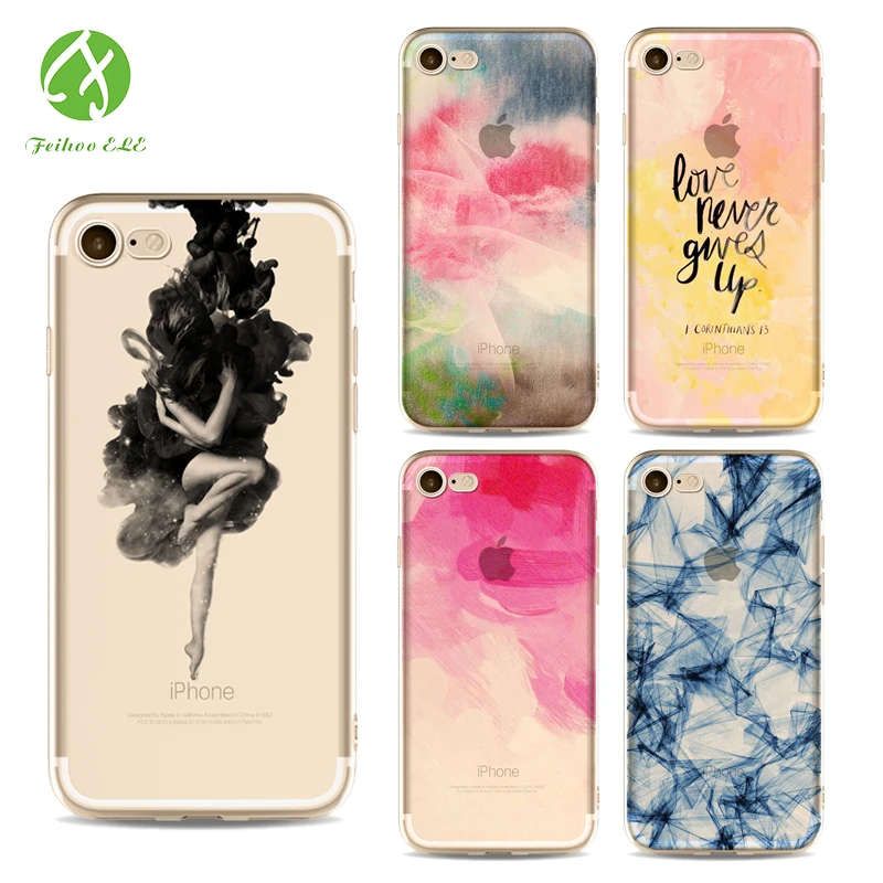 FEIHOO ELE Colorful Painting Phone Case For Iphone X 8 8P 7 7P 6s 6P 5s Transparent Silicone Custom TPU Soft Bags Cases | Мобильные