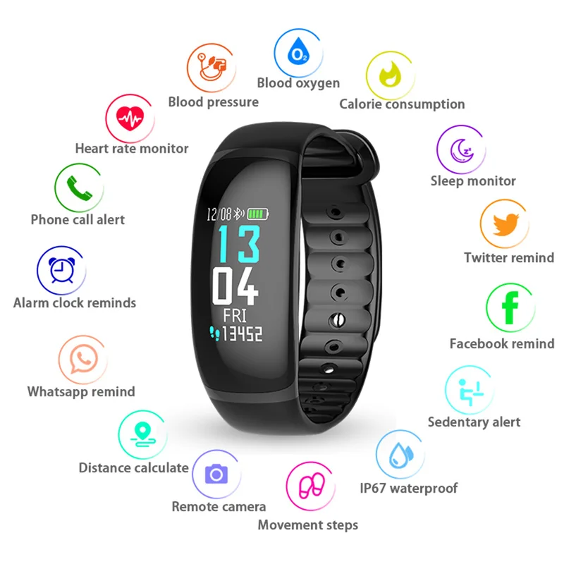 

B70 Smart Bracelet Heart Rate blood pressure oxygen Monitor wristband IP67 waterproof pedometer smart watch band for iOS Android
