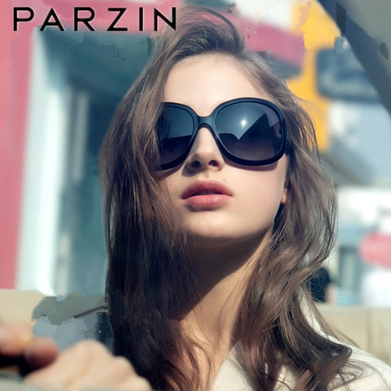 

PARZIN Polarized Sunglasses Women Brand Designer Oversized Female Sun Glasses Elegant Big Frame Ladies Shadies UV400 Black 6216