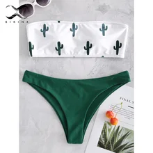 Bikinx bandeau banho feminino push up maiô feminino cacto impressão micro biquíni 2020 sexy praia banhistas biquini novo(China)
