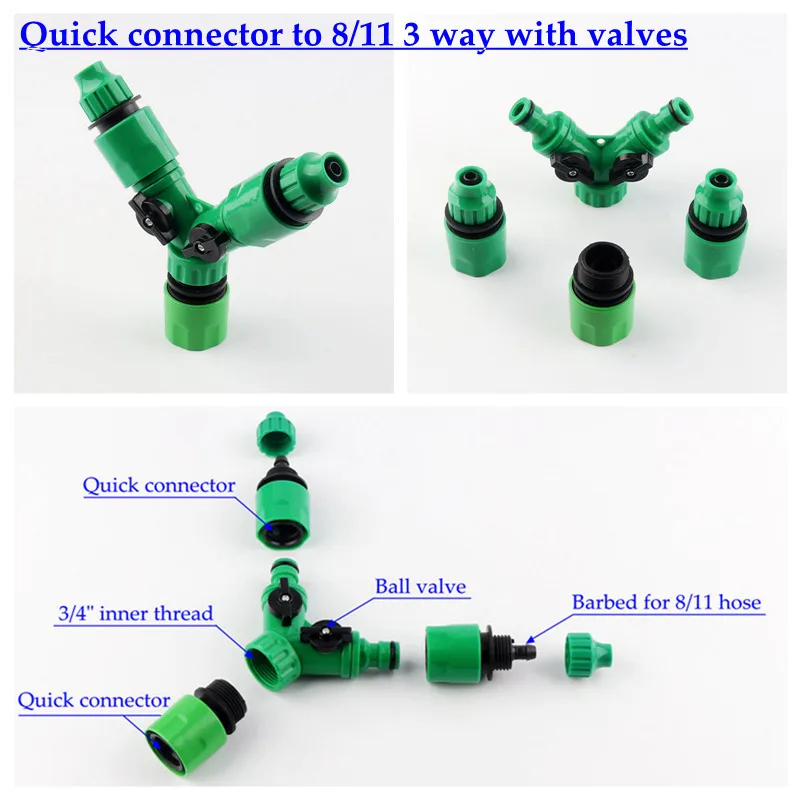 Быстрый разъем комплект орошения сада Системы полив комплект кран Micro шланг для полива, 4/7 мм/8 11 мм шланг высокого давления посылка