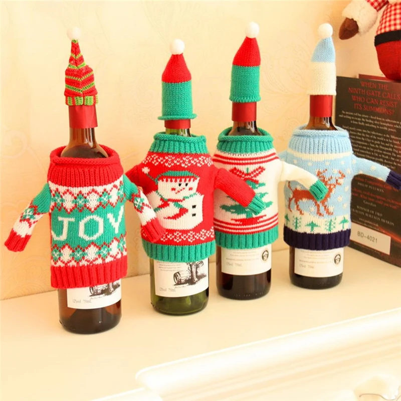 Ornaments Wine Bottle New Year Decor Christmas Tree Decorations For Home Frozen Navidad Santa Claus Decoraciones para el hogar