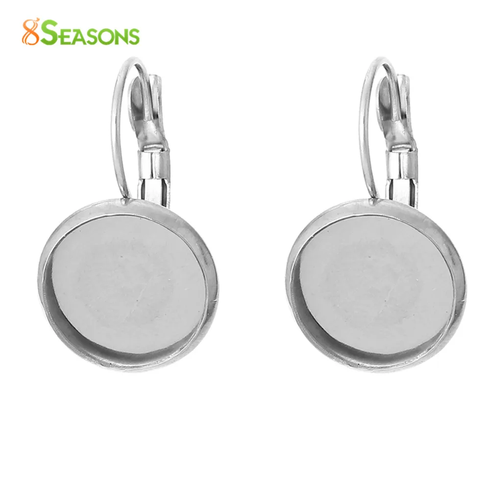8Seasons DIY Stainless Steel Lever Back Clips Earring Jewelry Findings Silver Color Cabochon Settings 3 Sizes 5 Pairs | Украшения и