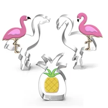4 stücke Flamingo ananas cookie cutter Hawaii party Flamingo edelstahl keks mold geburtstag party decor cookie form