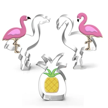 

4pcs Flamingo pineapple cookie cutter Hawaii party Flamingo Stainless steel biscuit mold birthday party decor cookie mold