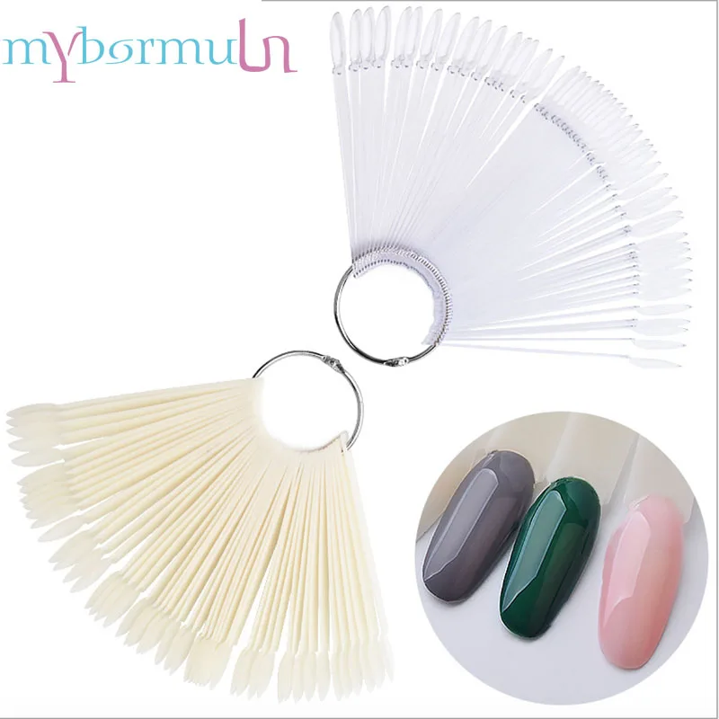

50pcs/set Natural Clear False Nails Fan Style Practice Display Nail Polish Swatches/Nail Color Sample Nail Art Tip Practice tool