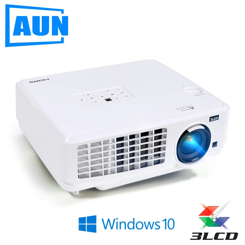Проектор AUN Windows10 Ubeamer1S 3LCD проектор 4000 люмен 1024x768. Набор в wifi Bluetooth HD in. (Опционально
