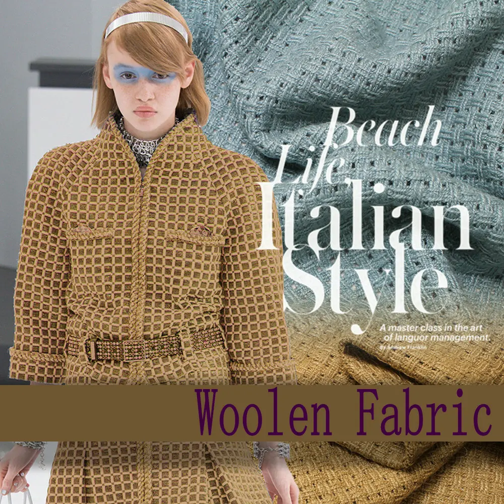 Free shipping Hollow Wool /Viscose Coat Fabric W1H52in Fabric from