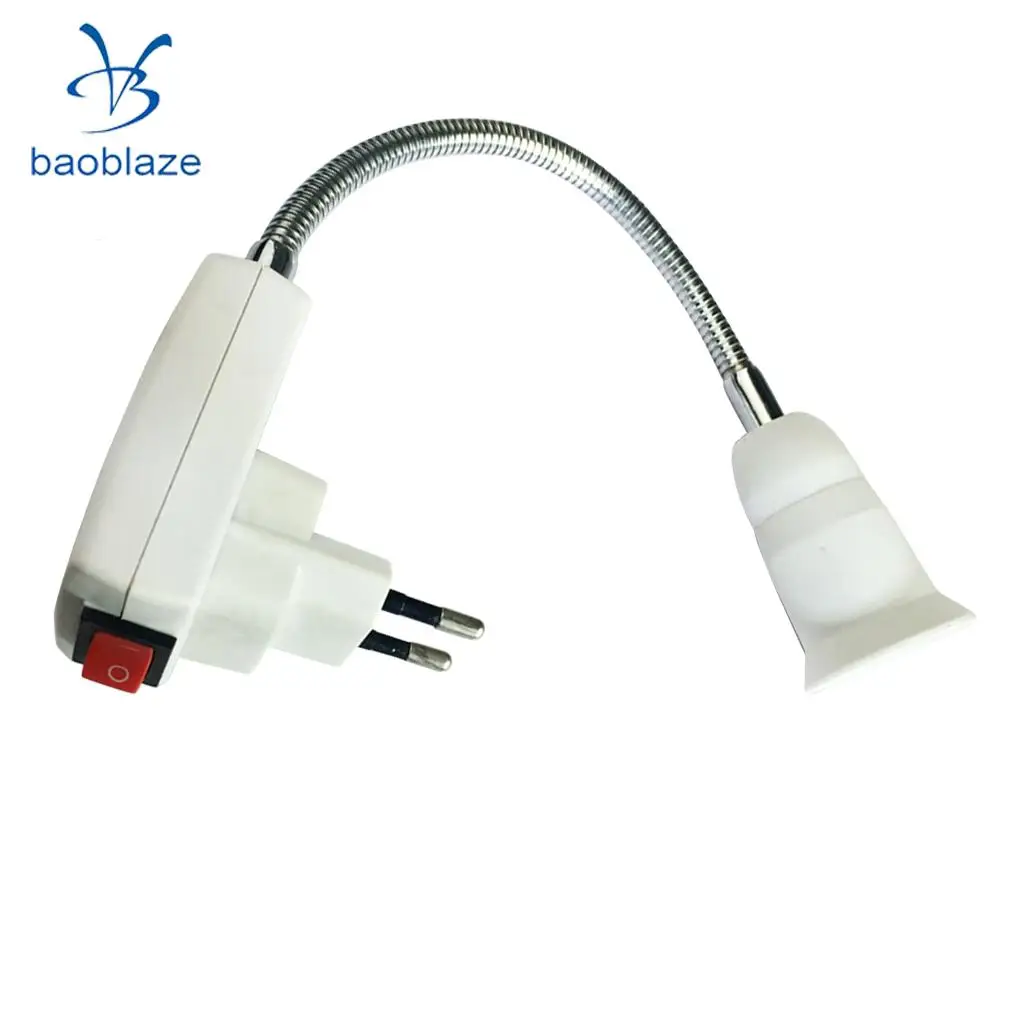 E27 LED Bulb Lamp Socket Flexible Adaptor Holder with On/Off Switch 30cm EU Plug