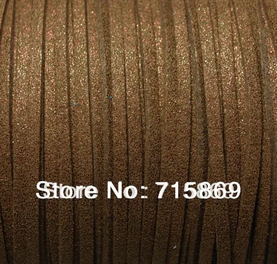 

Free Shipping 100Yards (92 Meters) 3 x 1.5mm Metallic Brown, Bronze Flat Faux Suede Leather Cord