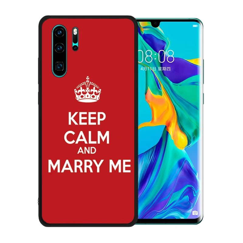 Soft Silicone Black Case for Huawei P30 Pro P20 Lite P Smart 2019 Plus P8 P9 Durable Keep Calm Carry On Cover | Мобильные телефоны