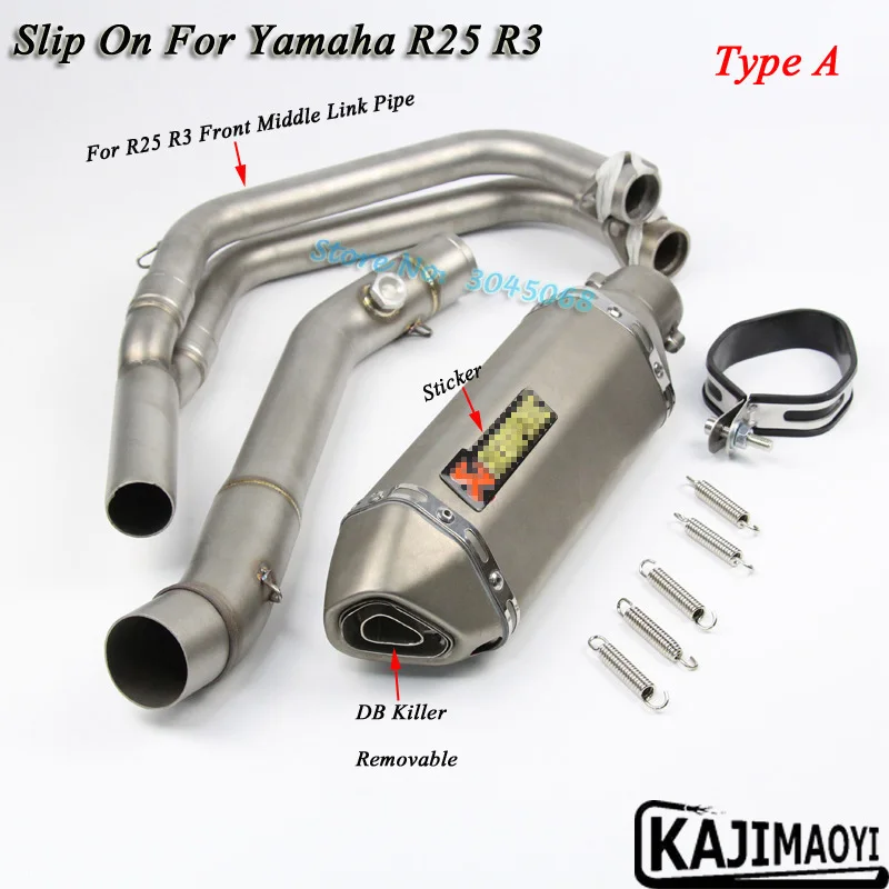 Slip on para Yamaha r25 R3 motocicleta escape modificado carbono Fibra silenciador Sistema completo acero conexión frontal con etiqueta