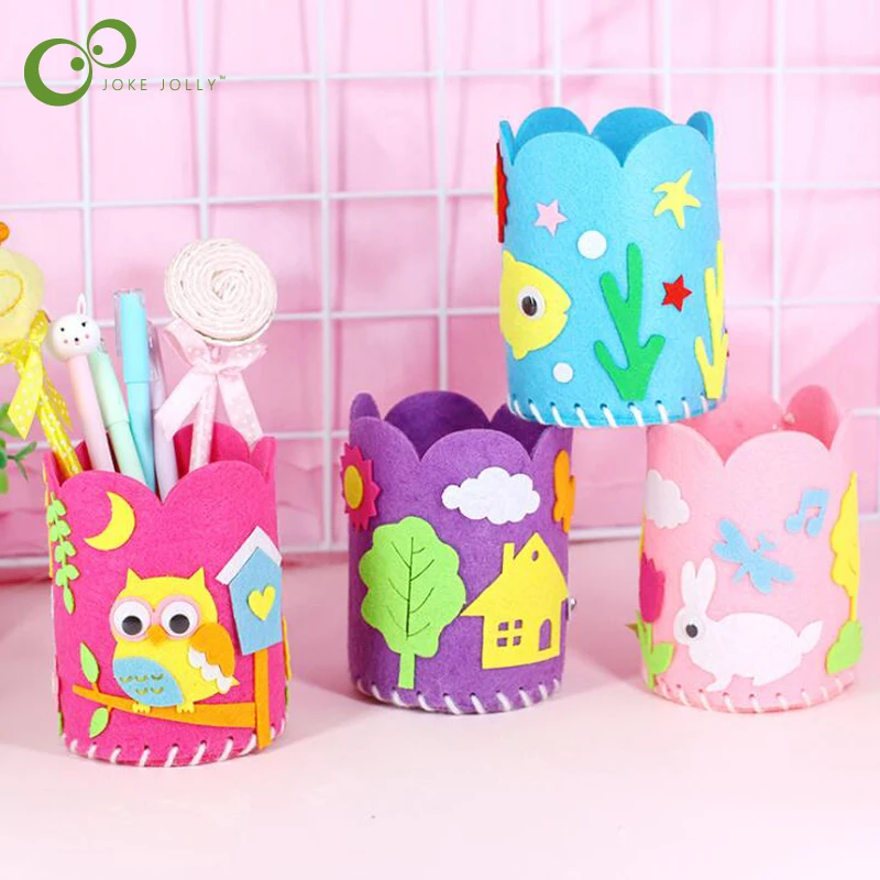 

1Set Kids Educational DIY Craft Tangram Block Kit Cute Creative Handmade Pen Container DIY Pencil Holder Kids Craft Toy Kits GYH