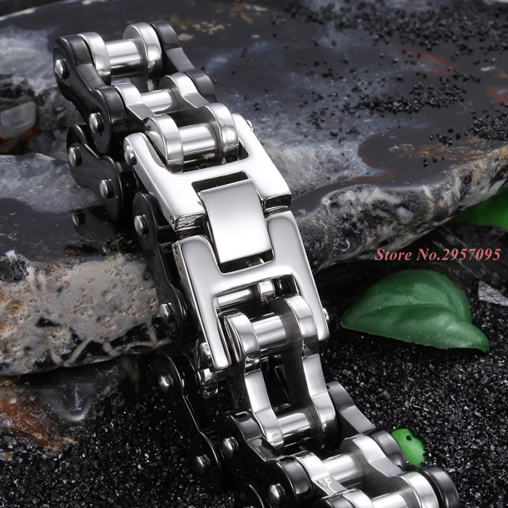 23cm*20mm Punk Stainless Steel Bracelet Men Biker Bicycle Motorcycle Chain Men's Bracelets Mens Bracelets & Bangles