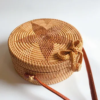 

Woman Bag Circle Handwoven Bali Round Retro Rattan Straw Beach Crossbody carteras mujer de hombro y bolsos bags for women 2019