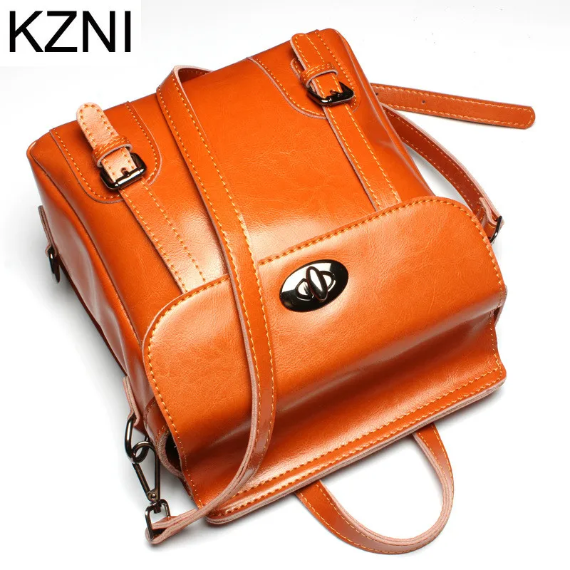 KZNI Genuine Leather Purse Crossbody Shoulder Women Bag Female Backpack Sac a Main Femme De Marque