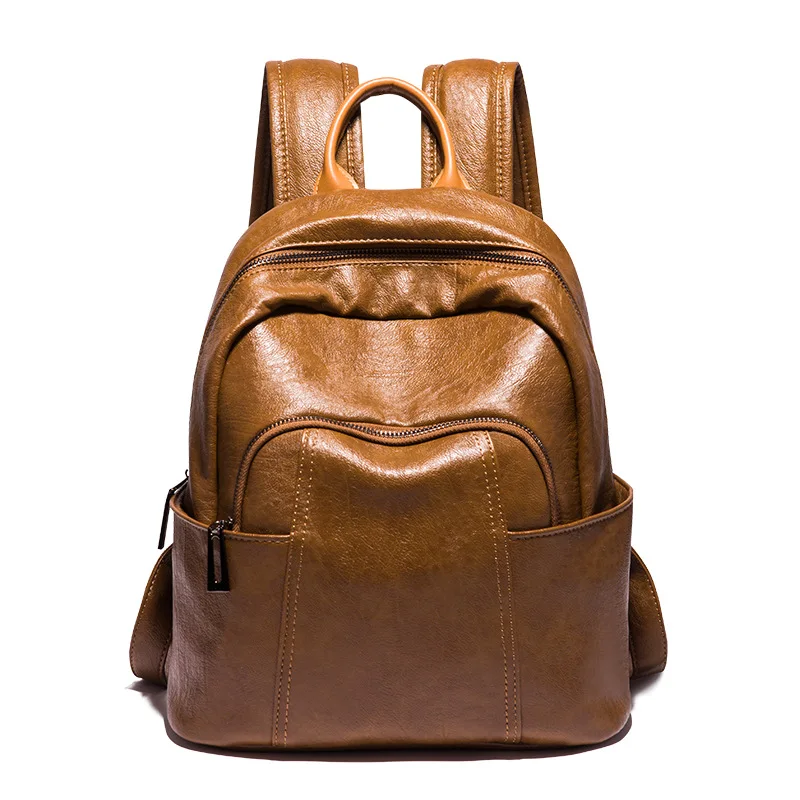 

Fashion New Women Pu Leather Backpack School Bag Travel Bag Casual Backpacks Teenager for Girls Solid Color Female Backpack