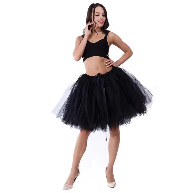 Women's Power Puff Tutu Tulle Skirt 50cm Midi Length Skater Skirt Party