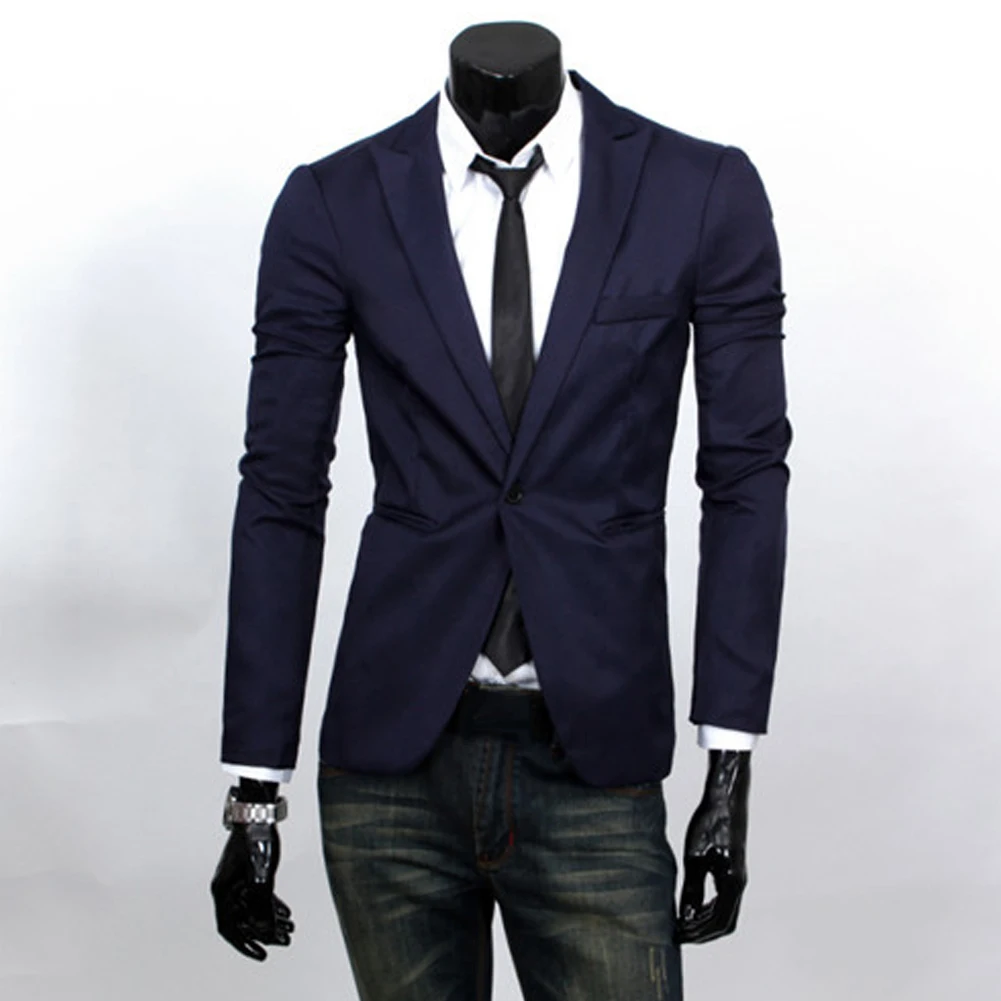 Men's Business Casual Slim Fit One Button Blazer Coat Jacket New Fashion Short Jackets Male